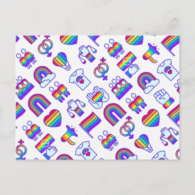 Colorful Rainbow Icon Patterns Holiday Postcard (Front)