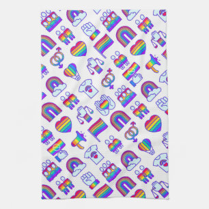 Colorful Rainbow Icon Patterns Kitchen Towel