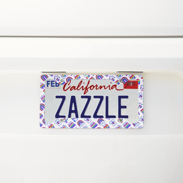 Colorful Rainbow Icon Patterns License Plate Frame (On Car)