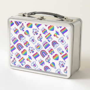 Colorful Rainbow Icon Patterns Metal Lunch Box