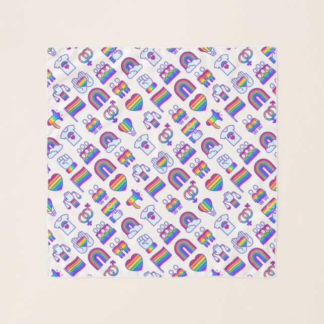 Colorful Rainbow Icon Patterns Scarf (Front)