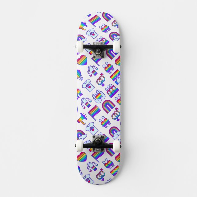 Colorful Rainbow Icon Patterns Skateboard (Front)