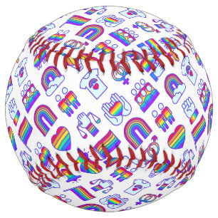 Colorful Rainbow Icon Patterns Softball