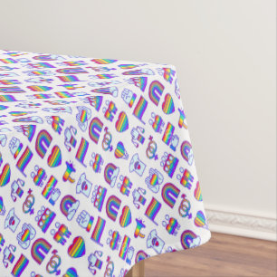 Colorful Rainbow Icon Patterns Tablecloth