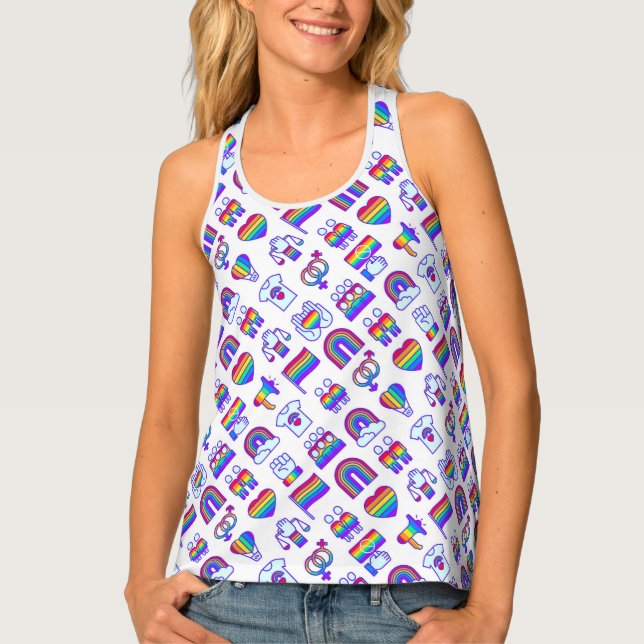 Colorful Rainbow Icon Patterns Tank Top (Front)