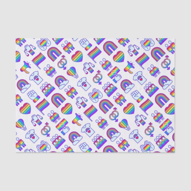 Colorful Rainbow Icon Patterns Tissue Paper (Front)