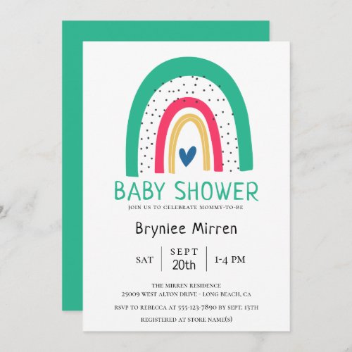 Colorful Rainbow Illustrated Baby Shower Invitation