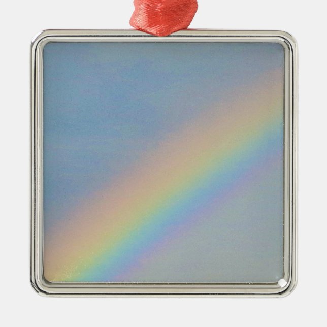 Colorful Rainbow in Blue Sky, Photo Metal Ornament (Front)