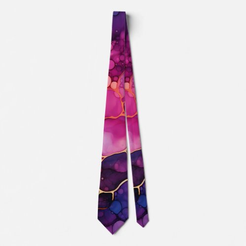 Colorful Rainbow Ink and Alcohol Bubbles Design Neck Tie