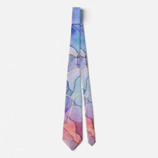 Colorful Rainbow Ink and Alcohol Bubbles Design Neck Tie