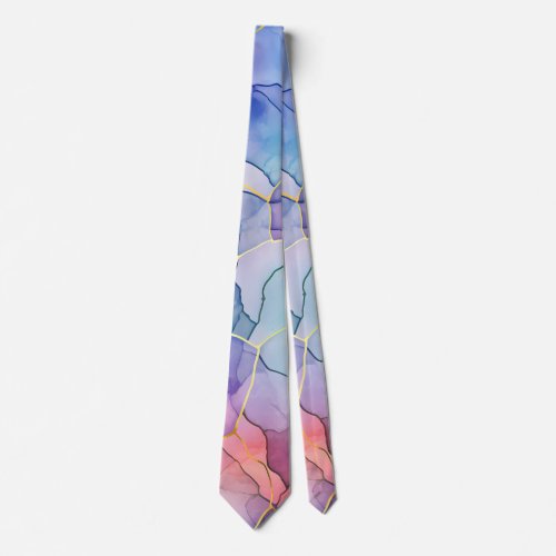 Colorful Rainbow Ink and Alcohol Bubbles Design Neck Tie
