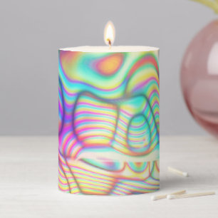 Colorful rainbow iridescent holographic  pillar candle