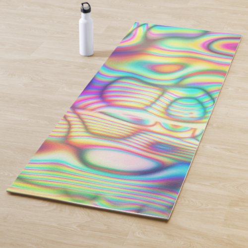 Colorful rainbow iridescent holographic  yoga mat