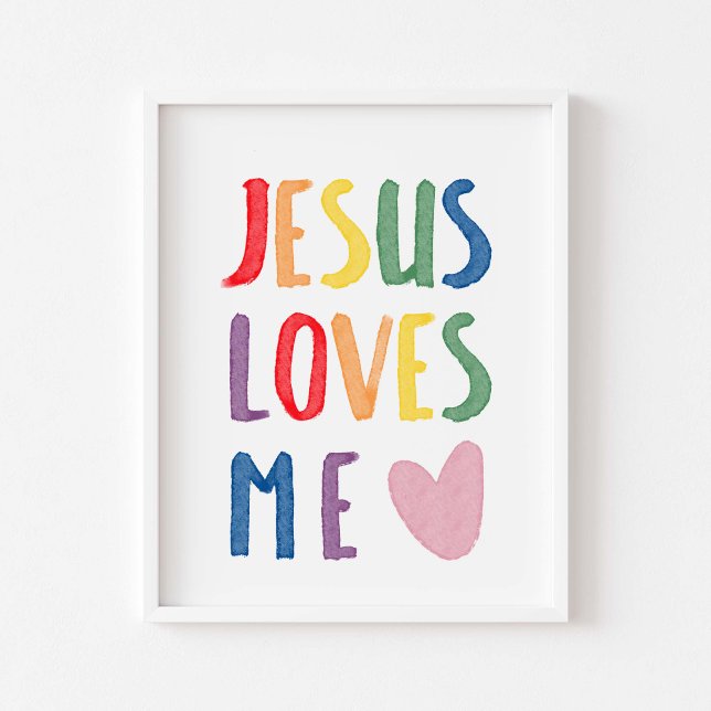 Colorful rainbow Jesus loves me print (Creator Uploaded)