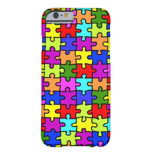 Colorful rainbow jigsaw puzzle pattern barely there iPhone 6 case