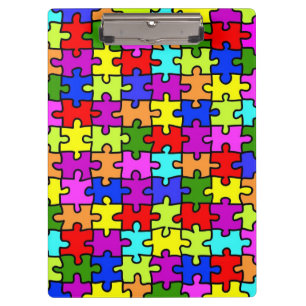 Colorful rainbow jigsaw puzzle pattern clipboard