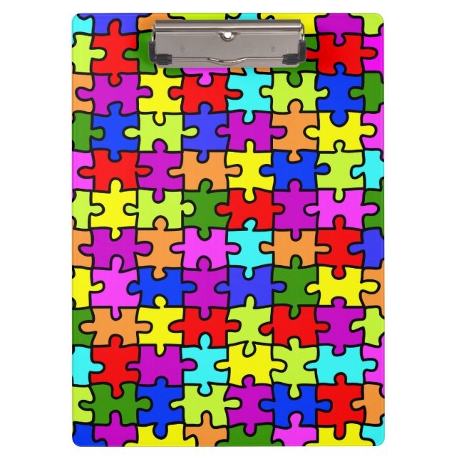 Colorful rainbow jigsaw puzzle pattern clipboard (Front)