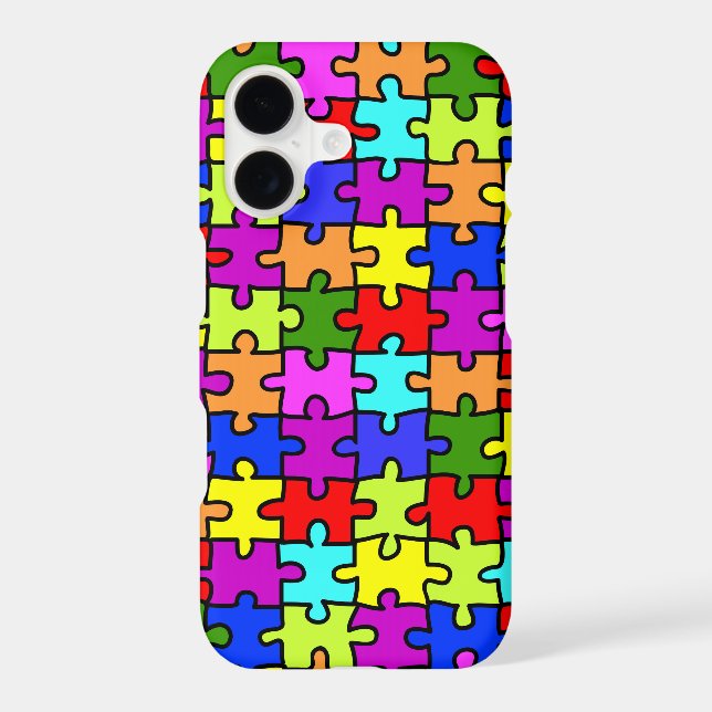 Colorful rainbow jigsaw puzzle pattern iphone case (Back)