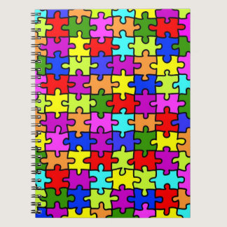 Colorful rainbow jigsaw puzzle pattern notebook