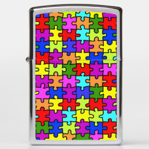 Colorful rainbow jigsaw puzzle pattern zippo lighter