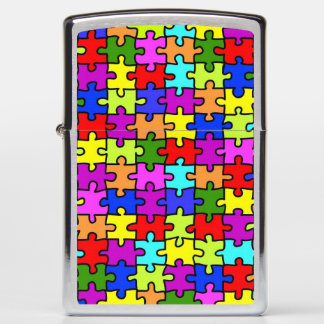 Colorful rainbow jigsaw puzzle pattern zippo lighter