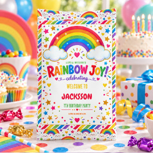 Colorful Rainbow Joy 7th Birthday boy Party  Banner