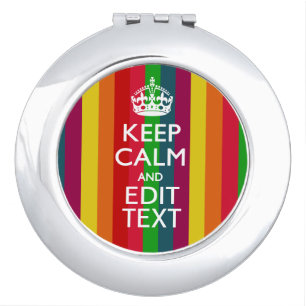 Colorful Rainbow Keep Calm And Your Text Customize Makeup Mirror