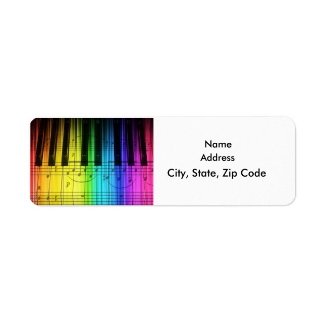 Colorful Rainbow Keyboard Grand Piano Label (Front)