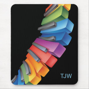 Colorful Rainbow Keyboard with Monogram Mouse Pad