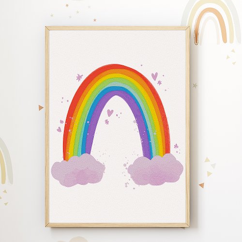  Colorful Rainbow Kids Room Poster Nursery Print