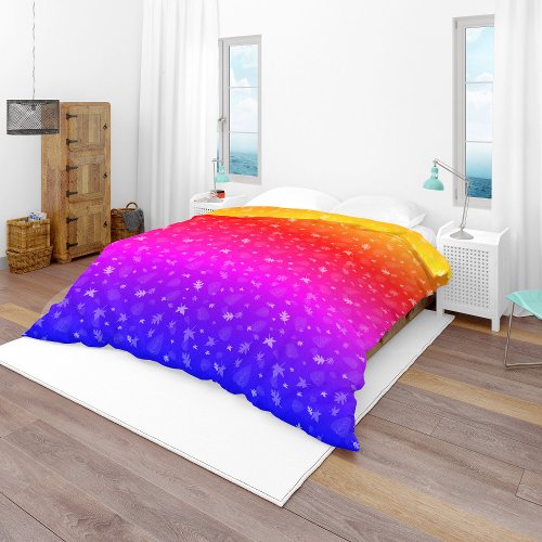 Colorful Rainbow Leaf Pattern Duvet Cover