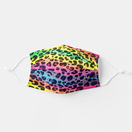 Colorful rainbow leopard spots animal print adult cloth face mask