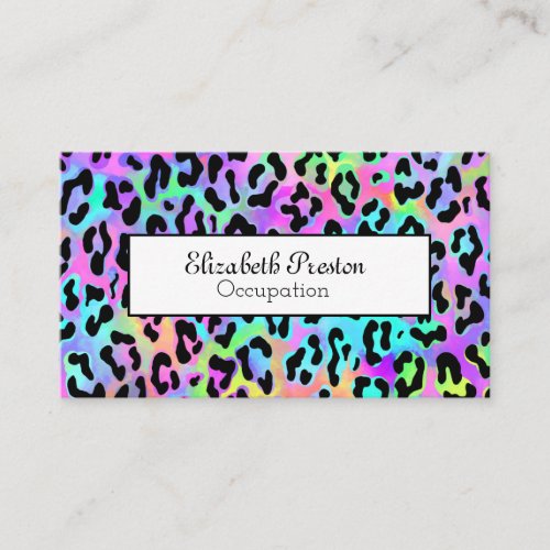 Colorful Rainbow Leopard Spots Professional Business Card