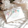 Colorful rainbow lets party birthday invitation.