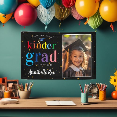 Colorful Rainbow Letters  Kinder Graduate Photo Banner