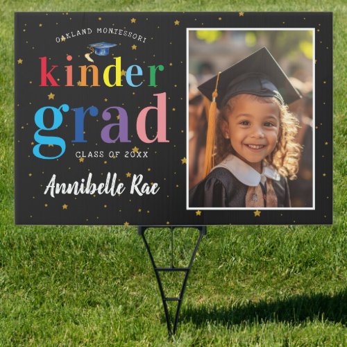 Colorful Rainbow Letters  Kinder Graduate Photo Sign