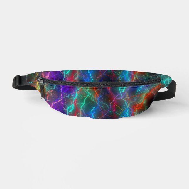 Colorful Rainbow Lightning  Storm Fanny Pack (Front)