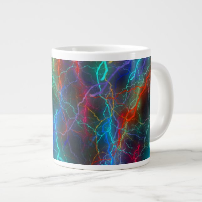 Colorful Rainbow Lightning  Storm Giant Coffee Mug (Front Right)