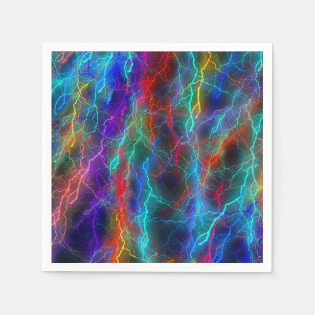 Colorful Rainbow Lightning Storm Napkins (Front)