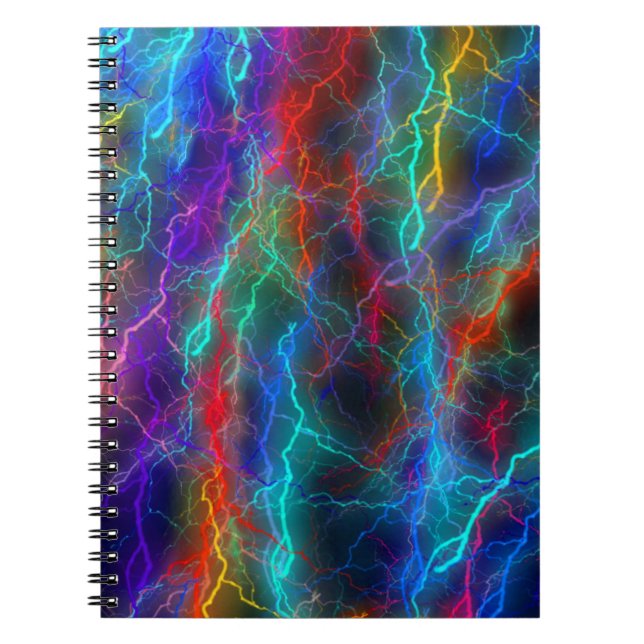 Colorful Rainbow Lightning  Storm Notebook (Front)