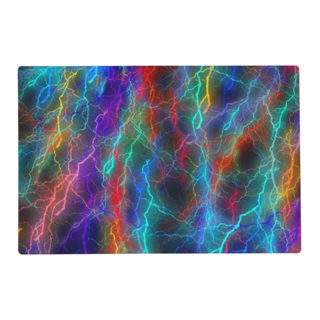 Colorful Rainbow Lightning  Storm Placemat (Front)