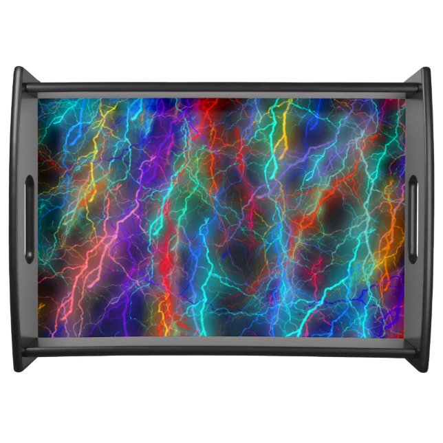 Colorful Rainbow Lightning  Storm Serving Tray (Front)