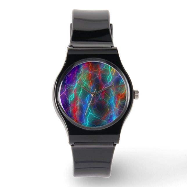 Colorful Rainbow Lightning  Storm Watch (Front)