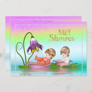 Colorful Rainbow Lily Baby Shower Invitation