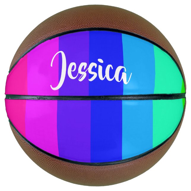 Colorful rainbow lines basketball (Front)