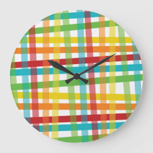 Colorful Rainbow Lines Large Clock