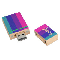 Colorful rainbow lines wood flash drive