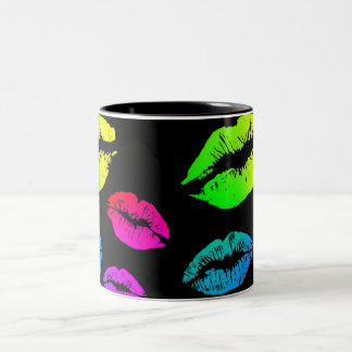 Colorful Rainbow Lips Two-Tone Coffee Mug