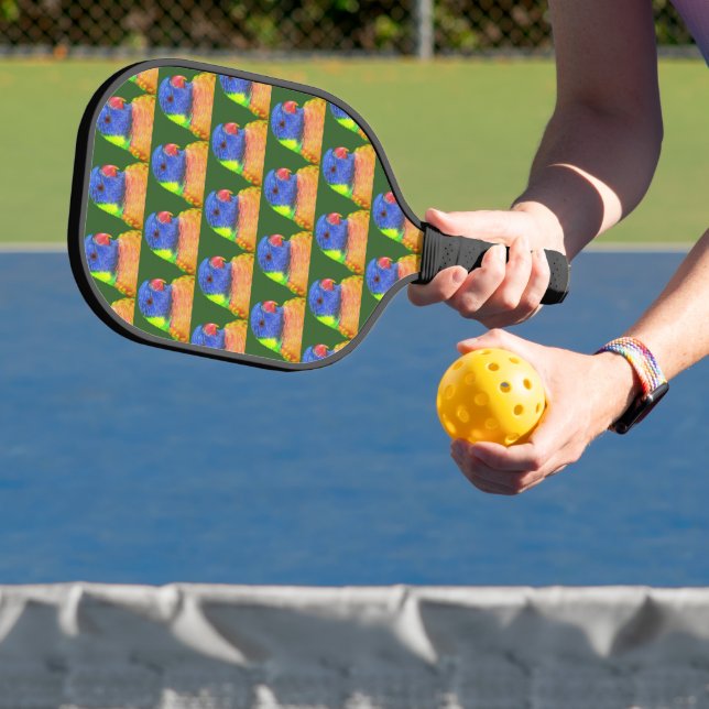 Colorful Rainbow Lorikeet Parrot Pattern Pickleball Paddle (Insitu)