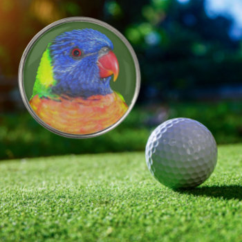 Colorful Rainbow Lorikeet Parrot Photo Golf Ball Marker by northwestphotos at Zazzle
